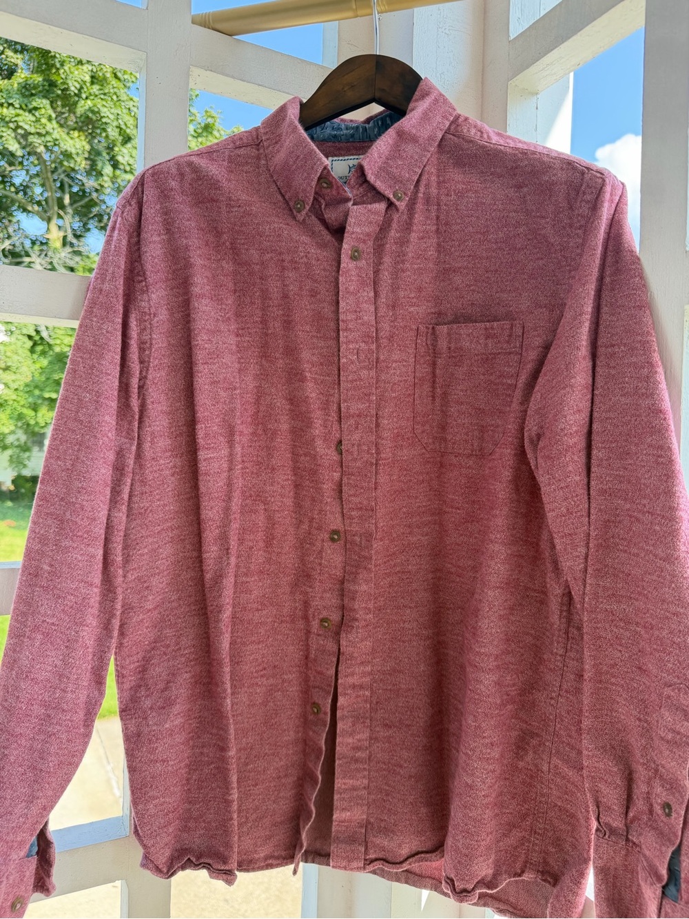Southern Tide L Heathered Red Button-Down Long-Sleeve Shirt